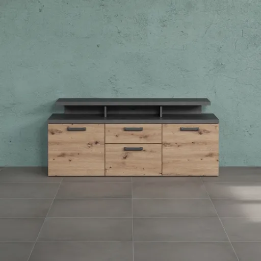 TV-Lowboard - B ca. 151 cm, Matera Nachbildung, Artisan Eiche Nachbildung