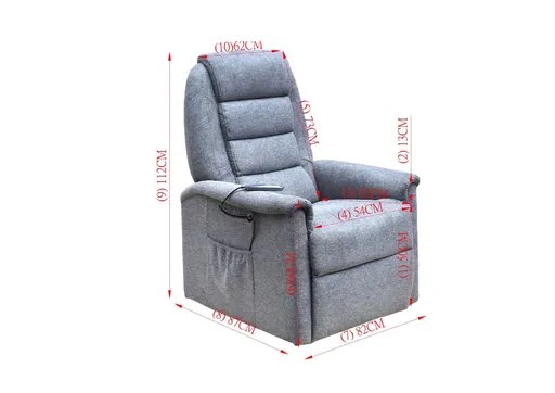 TV-Sessel - Relaxfunktion, Aufstehhilfe, Stoff, Grau
