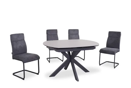 Esstisch MEGGIE - ausziehbar, LB ca. 130x100 cm, Glaskeramik, Grau
