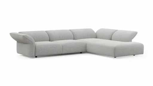 Ecksofa Motone - 2,5-Sitzer mit Ecke rechts, Stoff, Hellgrau