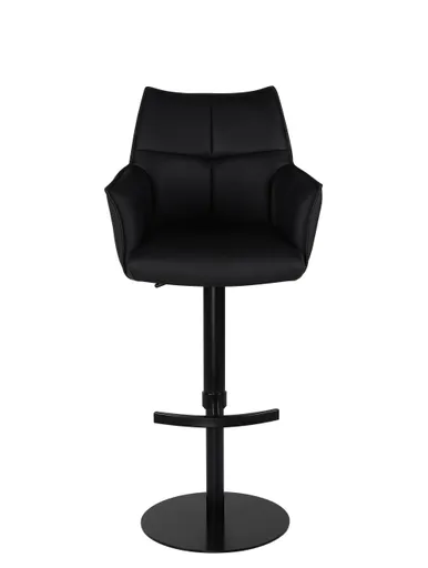 Barhocker MELE - drehbar, höhenverstellbar, Leder, Schwarz