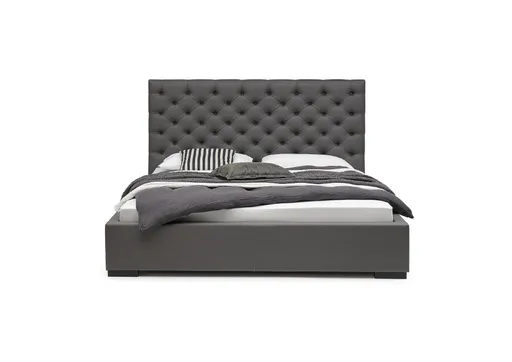 Bettgestell SANDRIN- Liegefläche ca. 180x200 cm, Stoff, Dunkelgrau, ink. Lattenrost und Stauraum