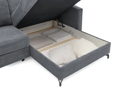 Ecksofa - 1,5-Sitzer, Ecke rechts inkl. Schlaffunktion und Bettkasten, Stoff, Anthrazit