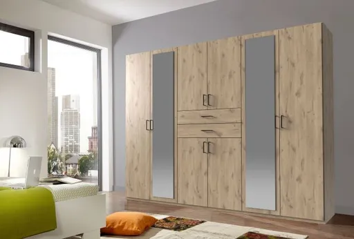 Drehtürenschrank- Eiche Dekor, Spiegel