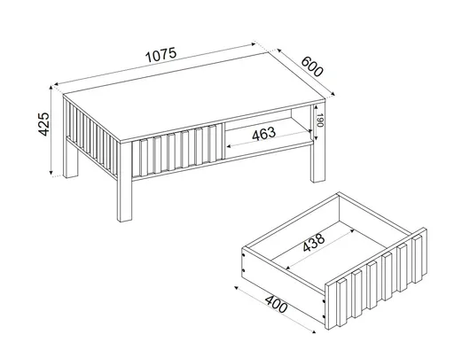Couchtisch - LB ca. 108x60 cm, Weiß