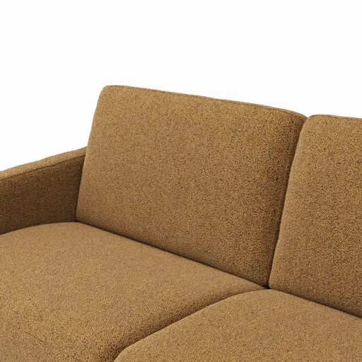Sofa Nuoro - 2,5-Sitzer inkl. Schlaffunktion, Armlehne schmal, Stoff, Cognac