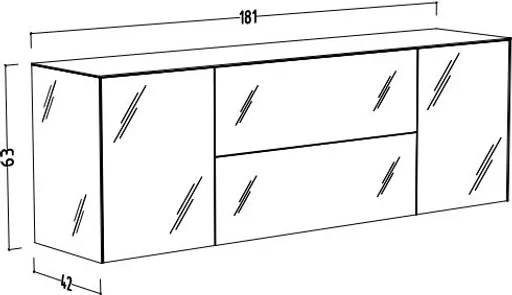 Lowboard - B ca. 181 cm, Anthrazit, Keramikoptik