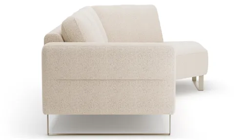 Ecksofa Leona - 2,5-Sitzer mit Ecke rechts, Stoff, Creme
