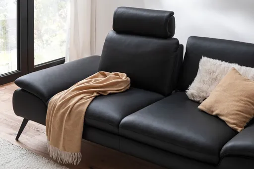 Sofa Collina - 2,5-Sitzer, Leder, Schwarz