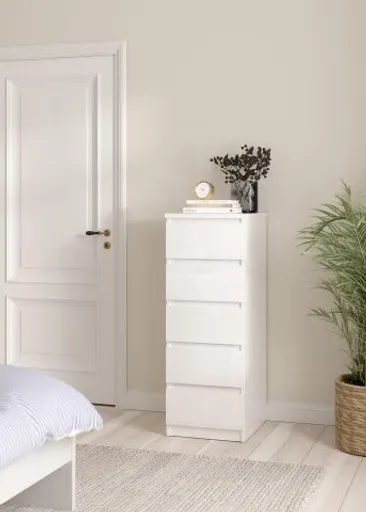 Kommode - B ca. 41 cm, Weiß Hochglanz