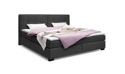 Boxspringbett JILA- Ligefläche ca. 240x200 cm, Stoff, Schwarz