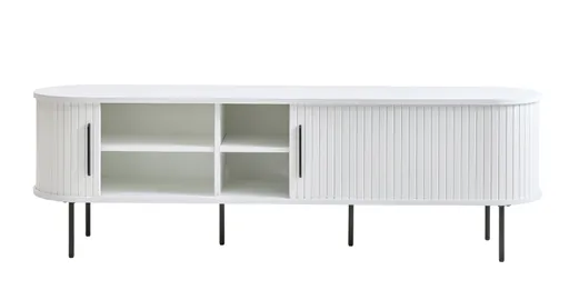 TV-Lowboard - B ca. 180 cm, Eiche Furnier, Weiß