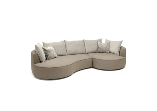 Ecksofa - 2-Sitzer, Ecke rechts, Stoff, Braun