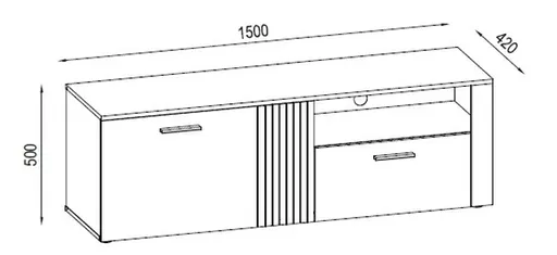 Lowboard - B ca. 150 cm, Anthrazit, Eiche Coast Evoke Nachbildung
