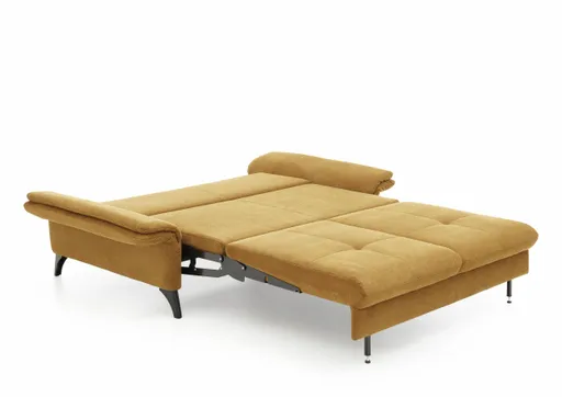 Schlafsofa - 2-Sitzer inkl. Bettfunktion, Armteil verstellbar, Stoff, Gelb