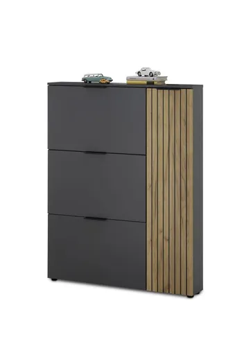 Schuhschrank GIBISA - B ca. 101 cm, Graphit, Navarra Eiche Nachbildung