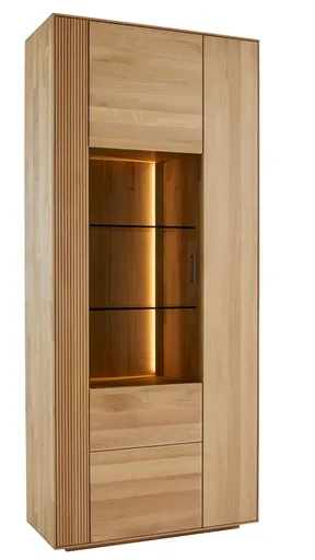 Vitrine Estana - inkl. Beleuchtung, Eiche massiv, legno