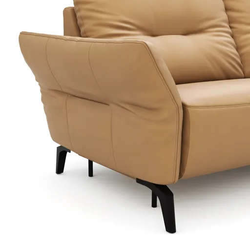 Sofa Bahia - 2-Sitzer inkl. Kopfstütze/ Armlehne verstellbar und Relaxfunktion (motorisch), Leder, Kurkuma