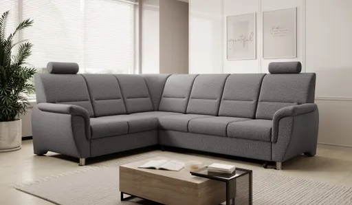 Ecksofa - Ecke links, 3-Sitzer inkl. Schlaffunktion, Stoff, Anthrazit