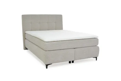 Boxspringbett- Liegefläche ca. 140x200 cm, Stoff, Graubeige, Hell