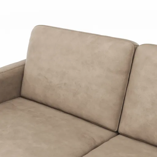 Sofa Enna - 3-Sitzer, Armlehne A, Leder, Taupe, Kufe, Schwarz