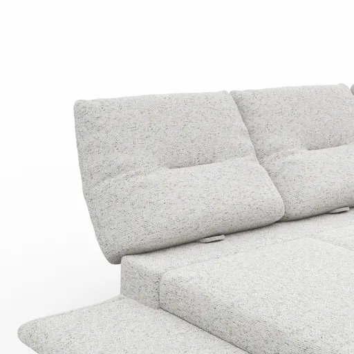 Ecksofa Lucero 2.0 - 2-Sitzer mit Longchair rechts inkl. Sitztiefenverstellung, Drehsitz und Sitztiefe verstellbar, Stoff, Offwhite