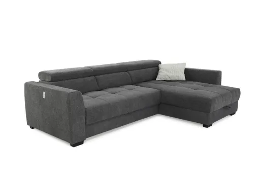 Ecksofa - 2-Sitzer, Ecke rechts, Stoff, Dunkelgrau