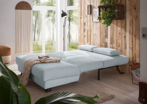 Schlafsofa EASY Optik A - 2-Sitzer ohne Armlehne, 140 cm inkl. Schlaffunktion, Cord, Hellblau