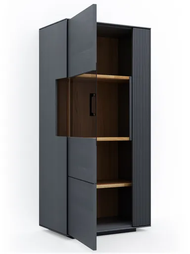 Vitrine Estana - Eiche massiv, Anthrazit
