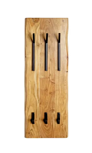 Wandgarderobe - B ca. 36 cm, Akazie, Schwarz