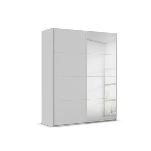 Schwebetürenschrank ROVERO- B ca. 181 cm,  Hellgrau, Spiegel