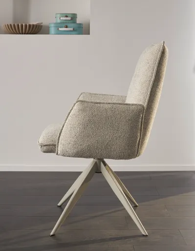 Armlehnstuhl Dinner - drehbar, Stoff, Champagner