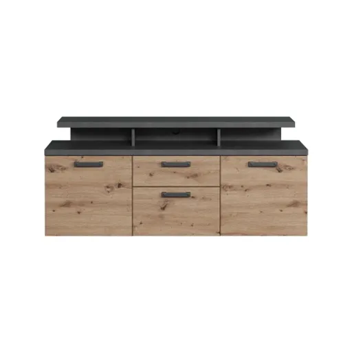 TV-Lowboard - B ca. 151 cm, Matera Nachbildung, Artisan Eiche Nachbildung
