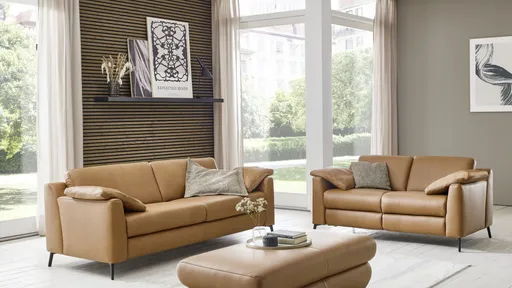 Sofa - 2-Sitzer, Leder, Braun