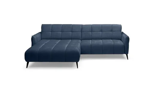 Ecksofa - Ecke links 2-Sitzer inkl. Relaxfunktion, Stoff, Blau
