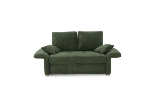 Sofa JORDEN - 1,5-Sitzer inkl. Schlaffunktion mit Bettkasten, verstellbare Armlehnen, Cord, Grün