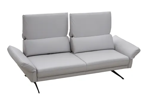Sofa Estrela - 2,5-Sitzer inkl. Rücken-/Armlehne/Sitztiefe verstellbar, Leder, Hellgrau