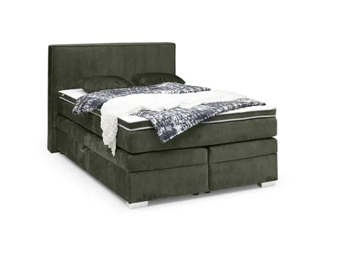 Boxspringbett JEANETTE- Liegefläche ca. 140x200 cm, Stoff, Grün