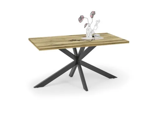 Esstisch - LB ca. 160x90 cm, Plankeneiche, Schwarz