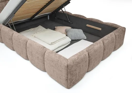 Bettgestell SANDRIN R- Liegefläche ca. 140x200 cm, Stoff, Rose, inkl Latterost und Stauraum