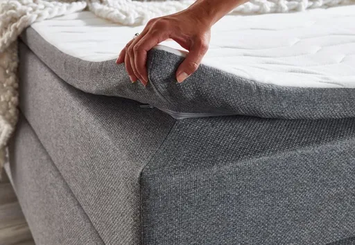 Boxspringbett SAMIRO- Liegefläche ca. 180x200 cm, Stoff, Grau