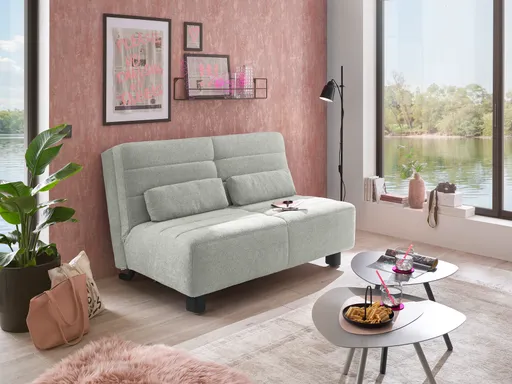  Faltsofa Easy - 2-Sitzer ohne Armlehne, ca. 140 cm inkl. Schlaffunktion, Stoff, Grau
