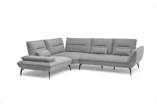 Ecksofa PAYTON - Ecke links, 2,5-Sitzer inkl. Rückenneigung, Armteilverstellung, Stoff, Silbergrau