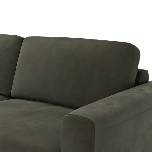 Ecksofa Oviedo - Longchair links mit 1,5-Sitzer inkl. Relaxfunktion (motorisch), Stoff, Braungrün