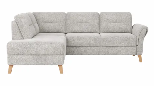 Ecksofa Almyra - Ottomane links mit 2,5-Sitzer, Stoff, Silbergrau