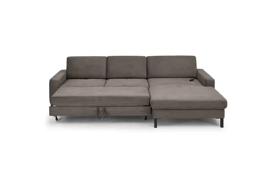  Ecksofa CALM MOVE 2.0 - 2,5-Sitzer mit Longchair rechts, Schlaffunktion, Feincord, Taupe