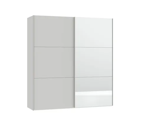Schwebetürenschrank JOIN IT- B ca. 202 cm., Hellgrau, Matt, Spiegel
