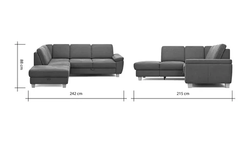 Ecksofa Sommerville - Ecke links mit 2,5-Sitzer, inkl. Schlaffunktion, Relaxfunktion (manuell), Stoff, Anthrazit
