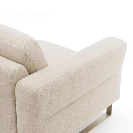 Ecksofa Leona - 2,5-Sitzer mit Ecke rechts, Stoff, Creme