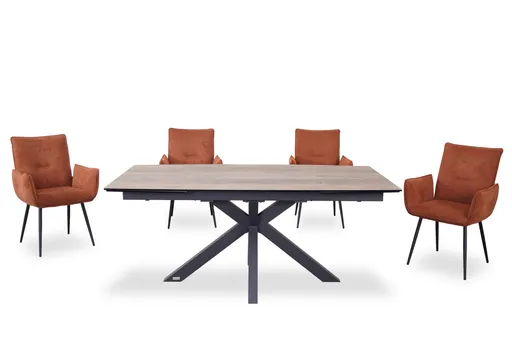 Esstisch MELANIA - ausziehbar, LB ca. 180x95 cm, Glaskeramik, Braun
